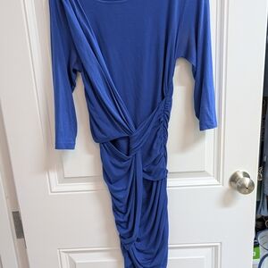 Elegant Blue Draped Dress